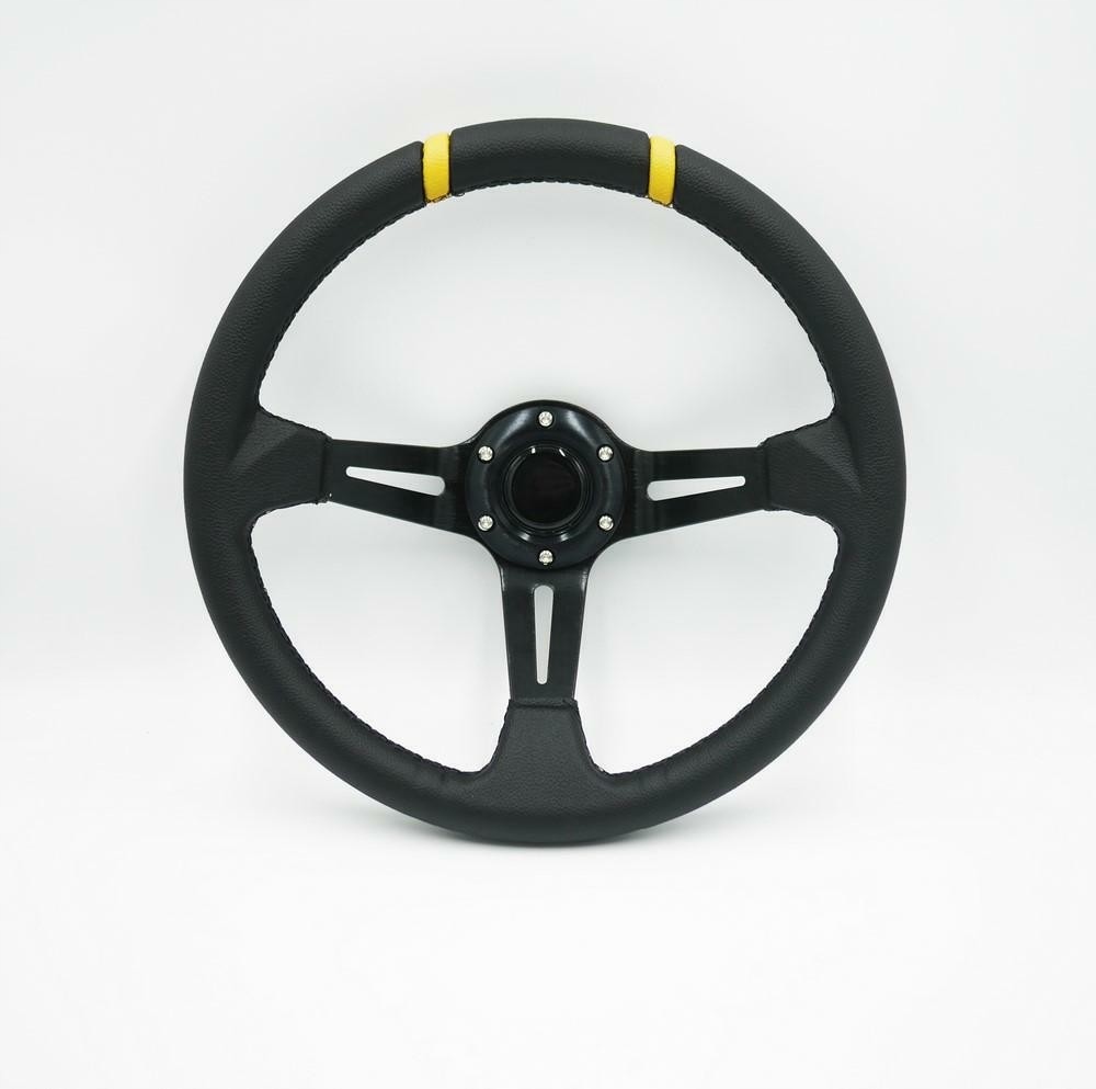 KIEROWNICA 350MM CZARNA+ŻÓŁTE PASKI