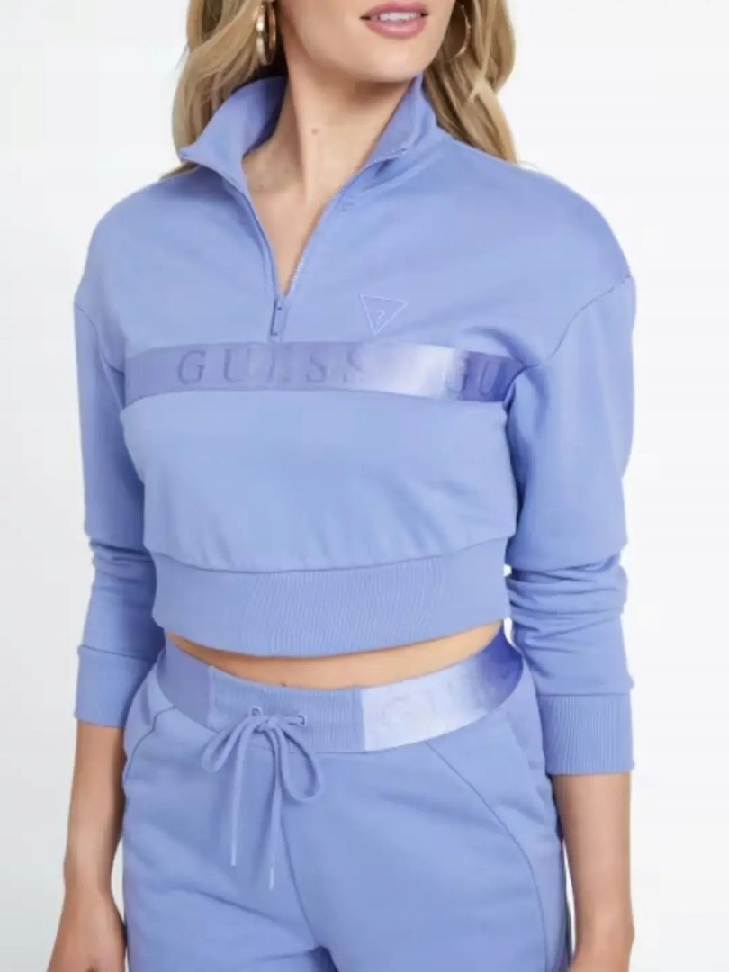 Guess Mikina Dámská Crop 1/2 Zip Fialová/Levandulová velikost M