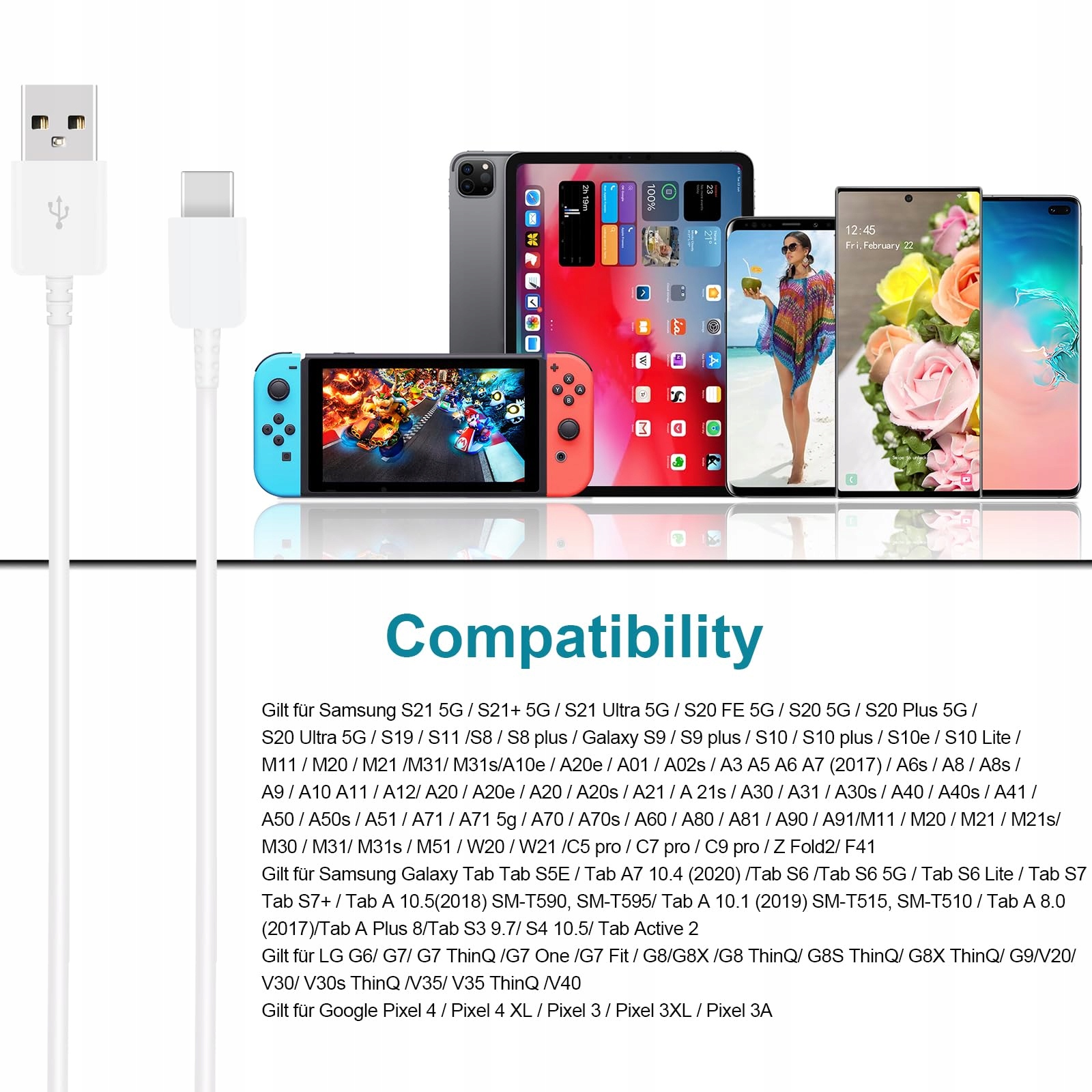 Sanronang Ładowarka USB C Szybkie Ładowanie Kabel 15M Galaxy A S M — miniatura 7
