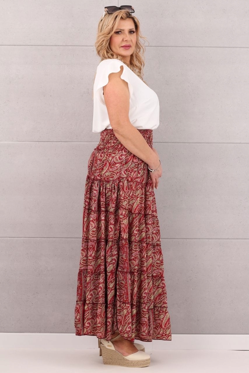 ZWIEWNA SPÓDNICA NA LATO DŁUGA WYSOKI STAN PLAŻOWA ROZMIAR UNIWERSALNY Wzór dominujący mix wzorów