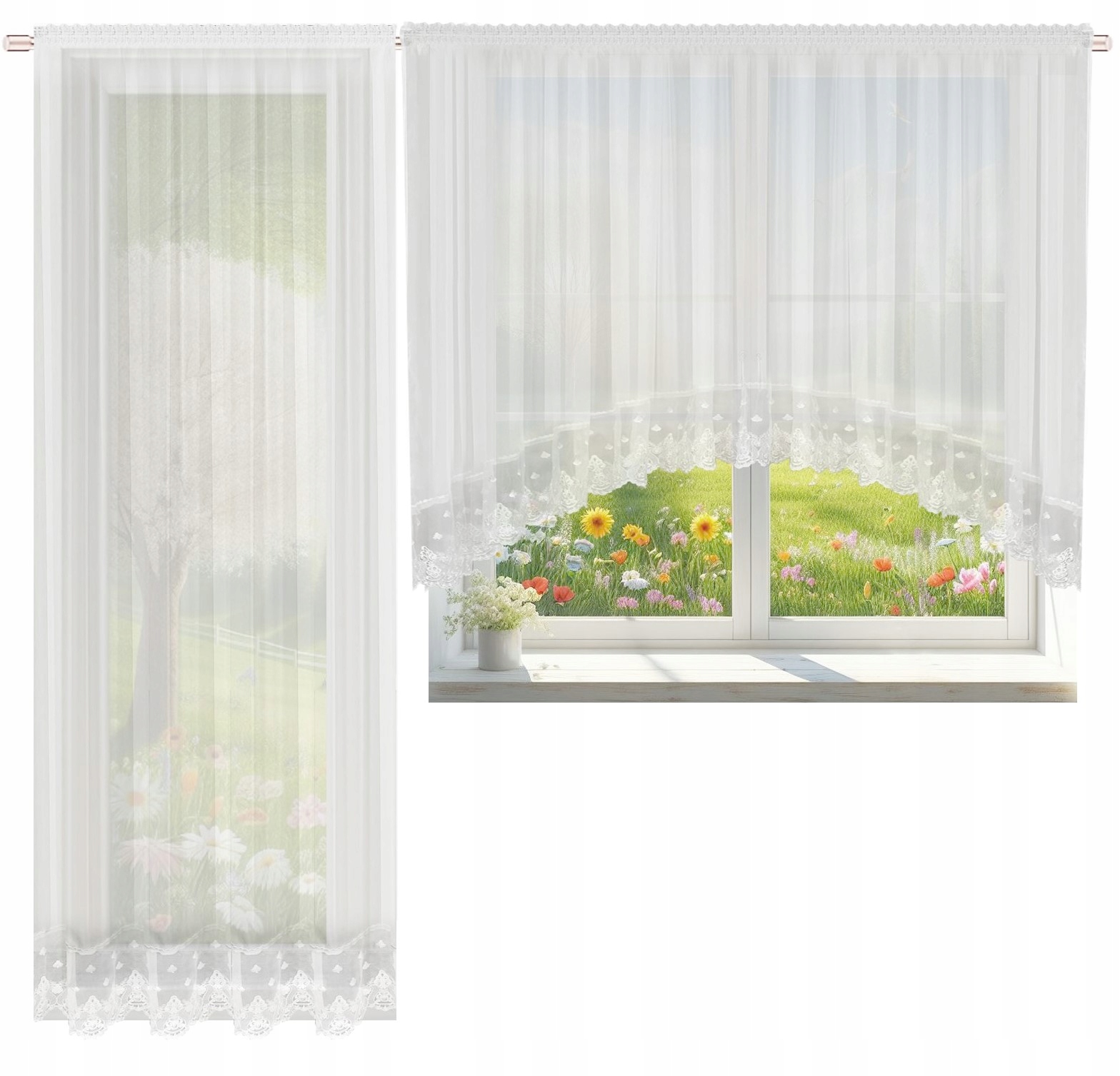 ZESTAW BALKONOWY z KORONKA FIRANA GOTOWA BIAŁA FIRANY na BALKON WOAL Kod producenta FIRANY GOTOWE DO KUCHNI SYPIALNI FIRANKI