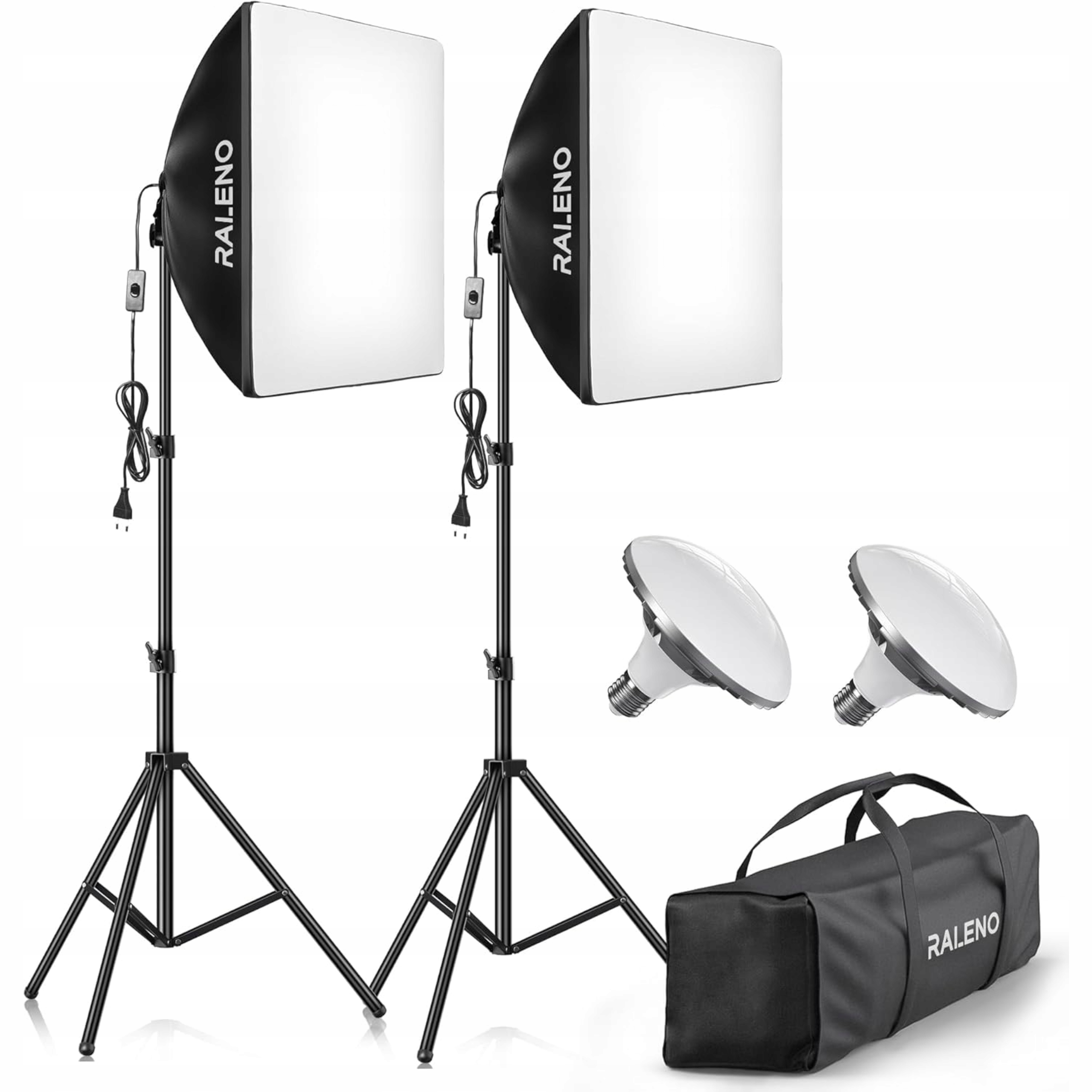Zestaw Softbox LED 2x 50x50 Cm 50W 5500K CRI 97 Statywy Studio