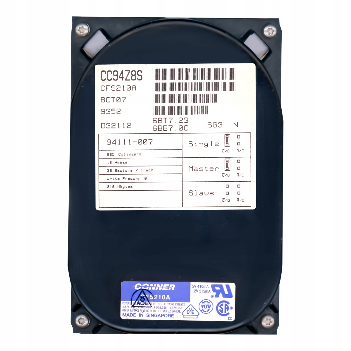 Conner 210MB 3.6K Ata 3.5'' CFS210A