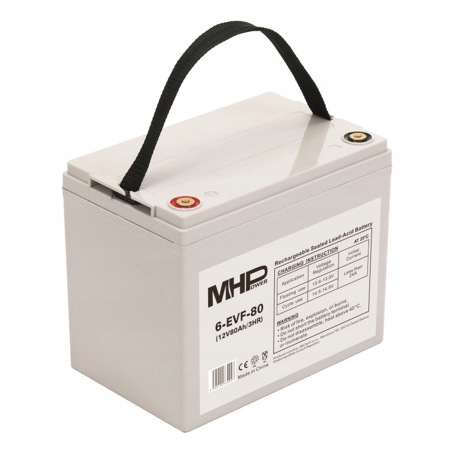 MHPower 6-EVF-80 Trakční gelová baterie 12V/80Ah, Terminál T1M6, Deep Cycle