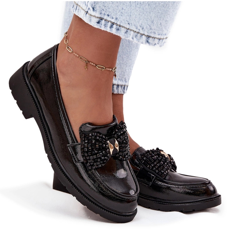 Dámské lakované Mašlička S.barski HY52-319A, černé, 36