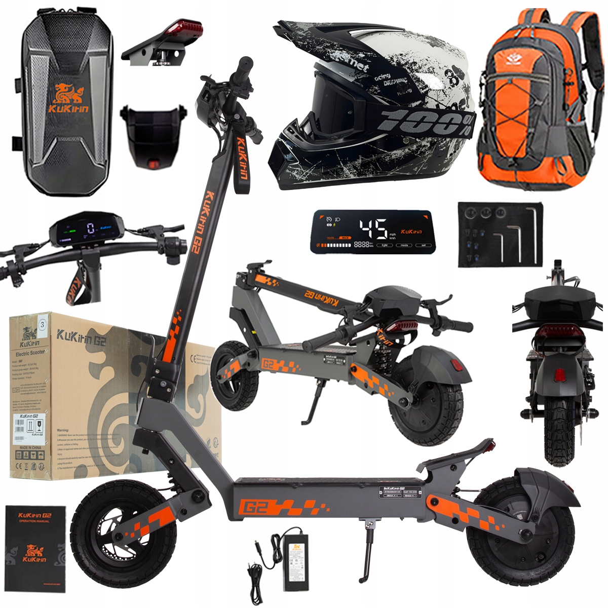 Kukirin G2 2026 Nové skládací elektrické vozidlo 1200W 45KM/H 15Ah 48V 10"