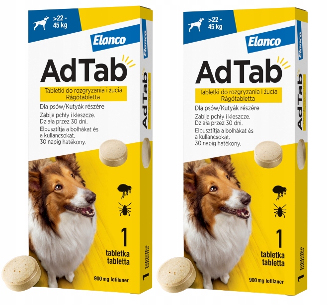 Adtab Tabletki Psa Pchły Kleszcze 60 dni 22-45kg