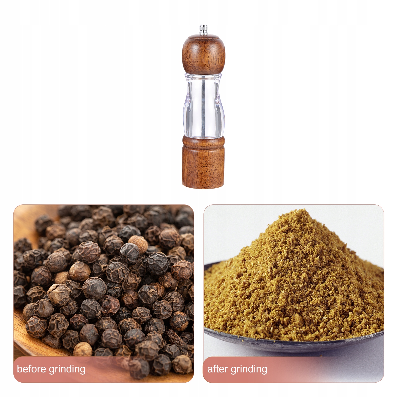 MŁYNEK DO SÓL I PIEPRZU Kolor odcienie brązu i beżu