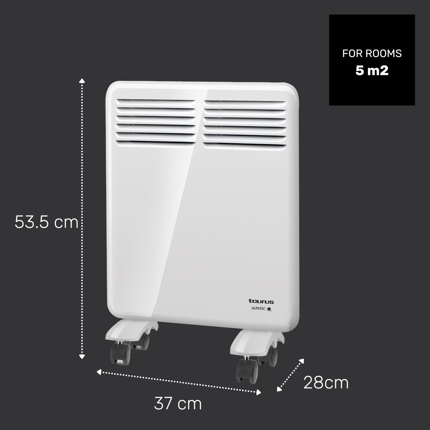 TAURUS CHTA 500 Konwektor Elektryczny 500W Do Łazienki Z Wyświetlaczem — miniatura 8
