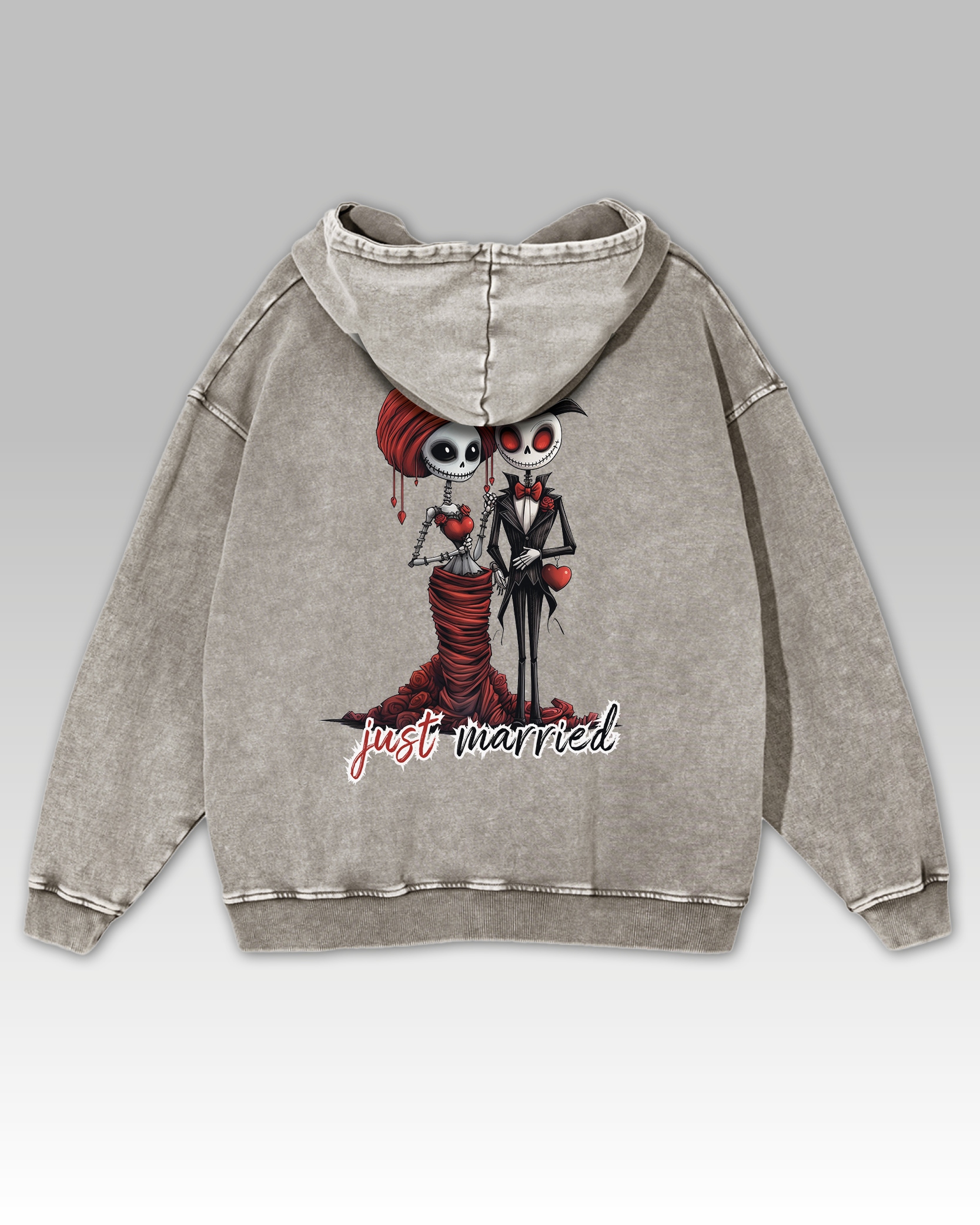 Mikina Just Married Pár Mladí novomanželé Gotický horor Šedá XL