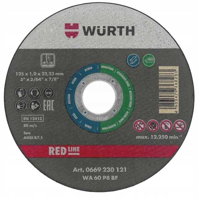 TARCZA DO CIĘCIA METALU 125x1 STAL/INOX WURTH