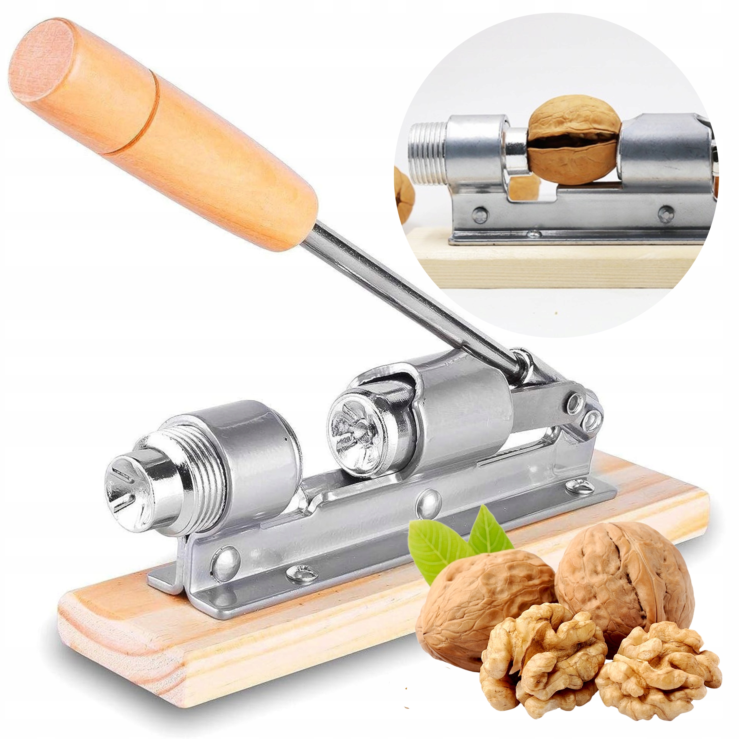 DZIADEK DO ORZECHÓW WŁOSKICH ITD NA PODSTAWCE ANTYPOŚLIZGOWEJ MOCNY STALOWY