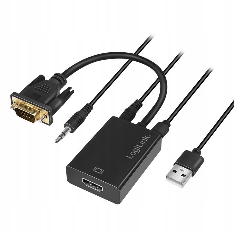 Vga na Hdmi adaptér LogiLink Převodník s audio Usb Full Hd 1080p 0,15 m