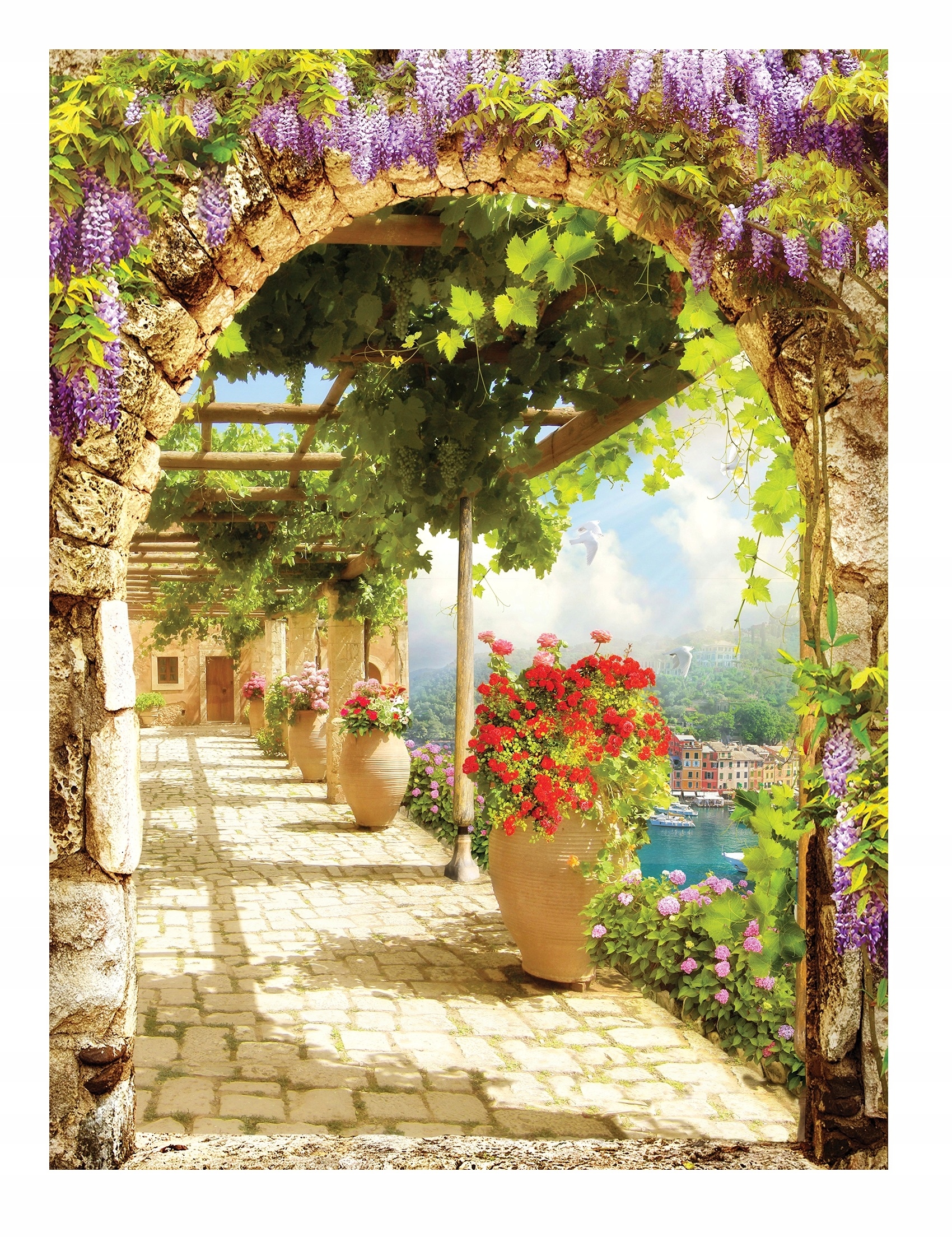 

Fototapeta Uliczka Grecja Widok Kwiaty 3D 184x254