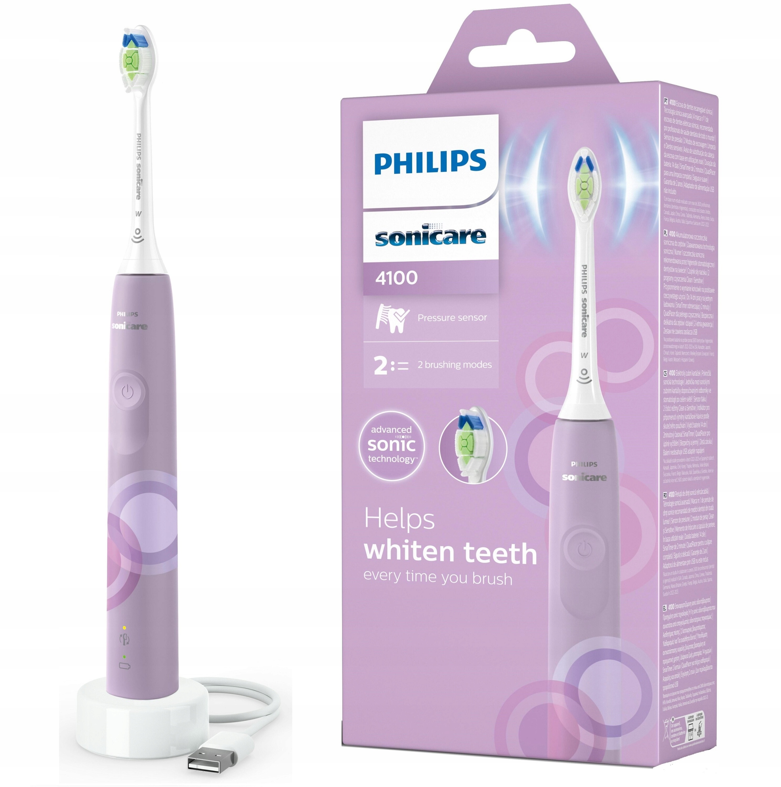 Philips Sonicare Seria 4100 szczoteczka soniczna fioletowa HX3689/44