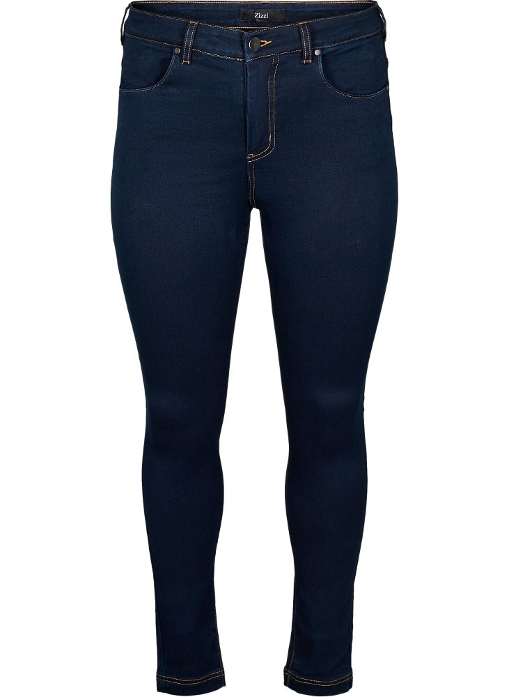 Kalhoty Plus Size Zizzi Džíny Slim Trubičky Námořnická Modrá N82 Tobaco 305L 46