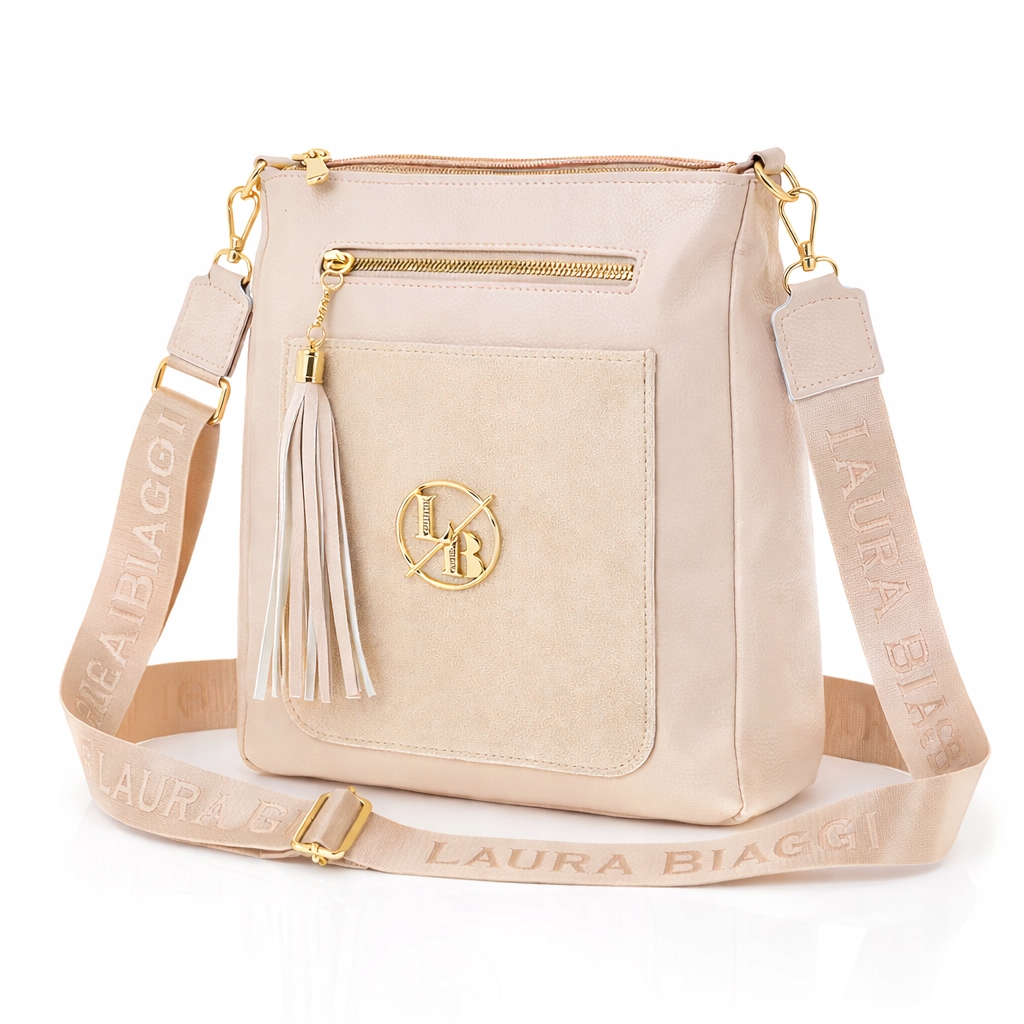 Dámská kabelka Laura Biaggi Taška Kabelka Přes Rameno Béžová Eko kůže Semiš
