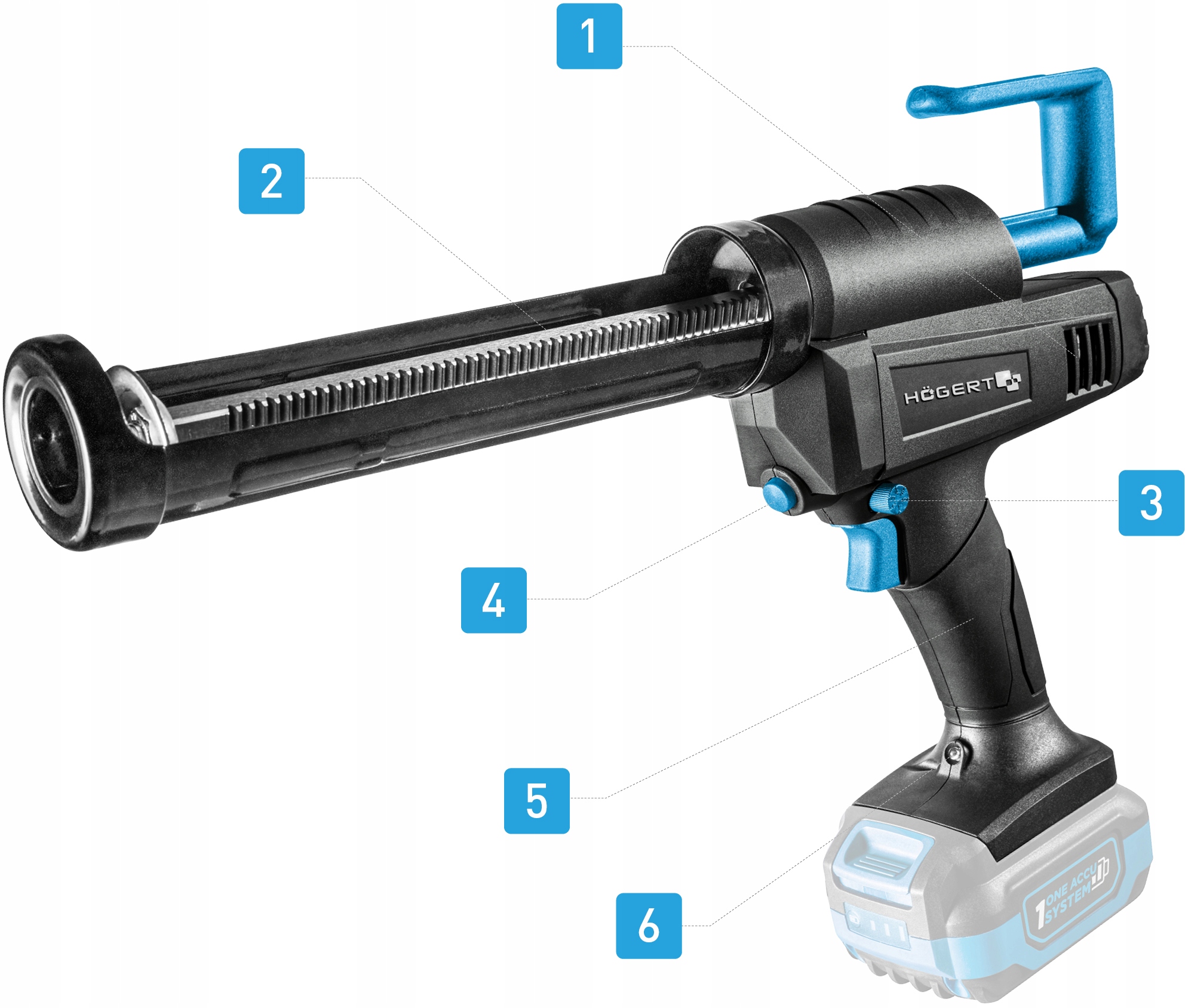 Akumulátorový ždímač hmoty 300ml, 2500Nm, OneAccuSystem Hoegert Technik Značka Hoegert Technik
