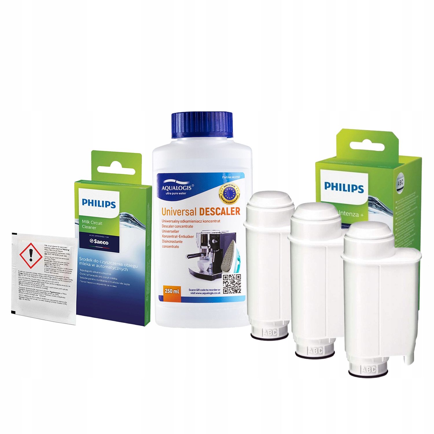 3x Filtr Intenza+ CA6702/00 pro kávovar Philips Odvápňovač 250 ml Tekutina