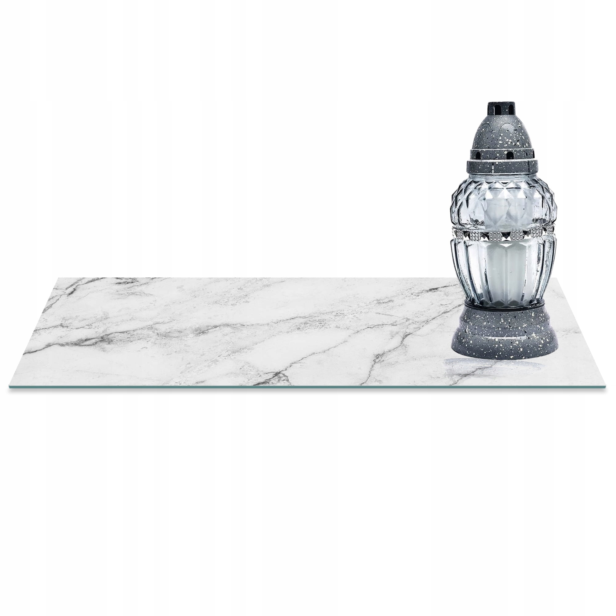 SZKLANA PODSTAWKA POD ZNICZE 60x30cm Marmur 379d