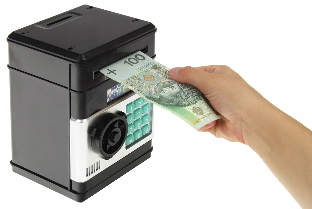 

Sejf Bankomat Skarbonka Kod Hasło Światło Dźwięk