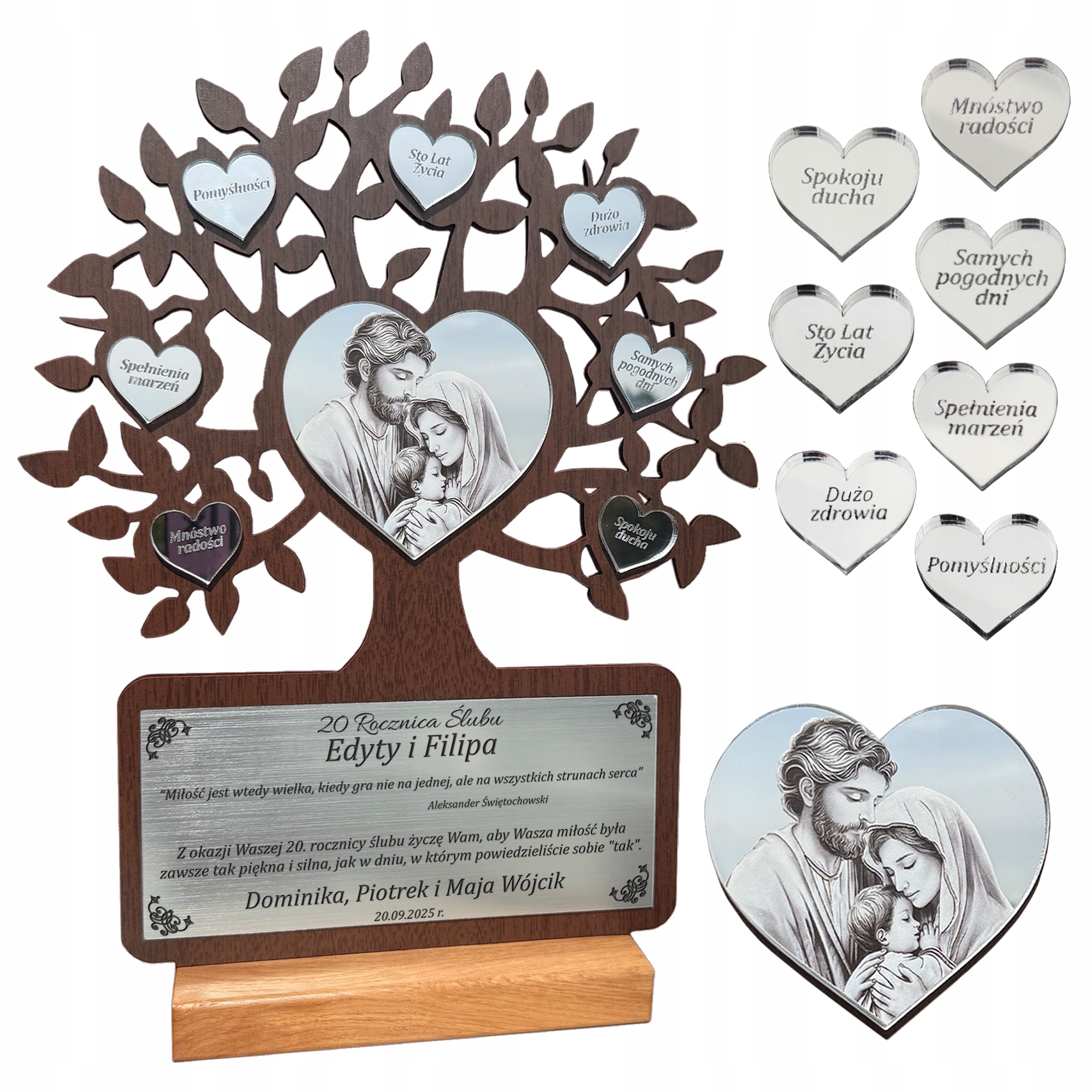 na 10 20 30 40 50 Rocznicę Ślubu Jubileusz Drzewko Grawer Życzenia