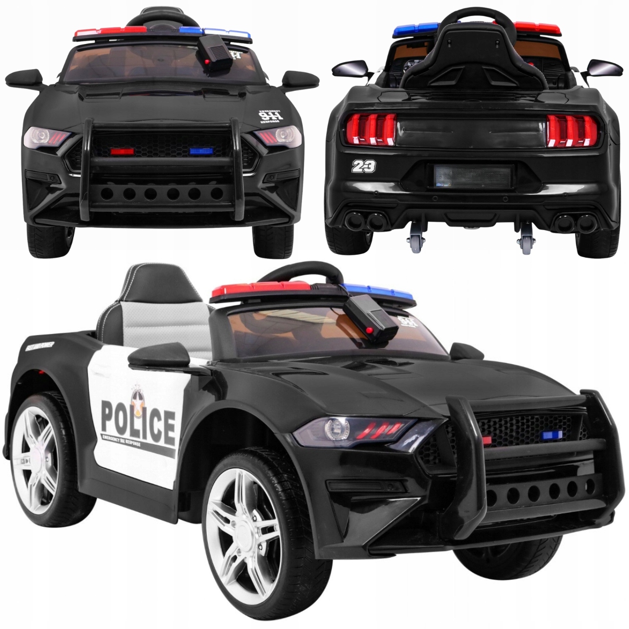 Auto Autko Policyjne Na Akumulator Dla Dzieci Do 25KG Koguty Led Pilot