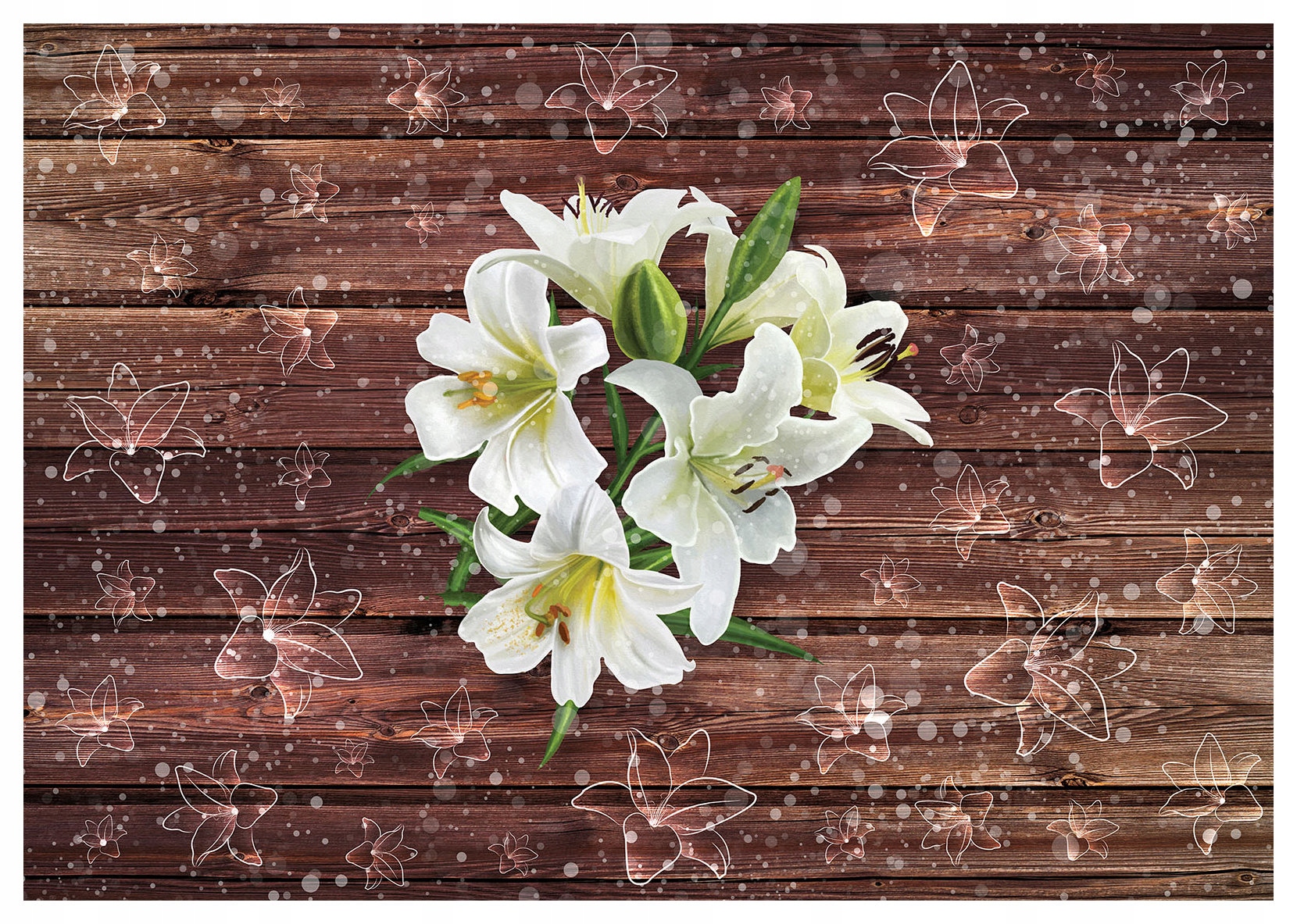 Vliesová fototapeta Lilie na dreve, sviežosť a harmónia 300x210 lepidlo