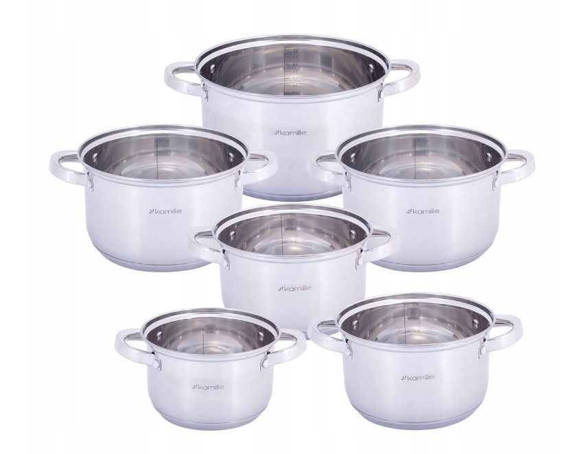 KOMPLET GARNKÓW 12EL SZKLANE POKRYWY INDUKCJA STAL