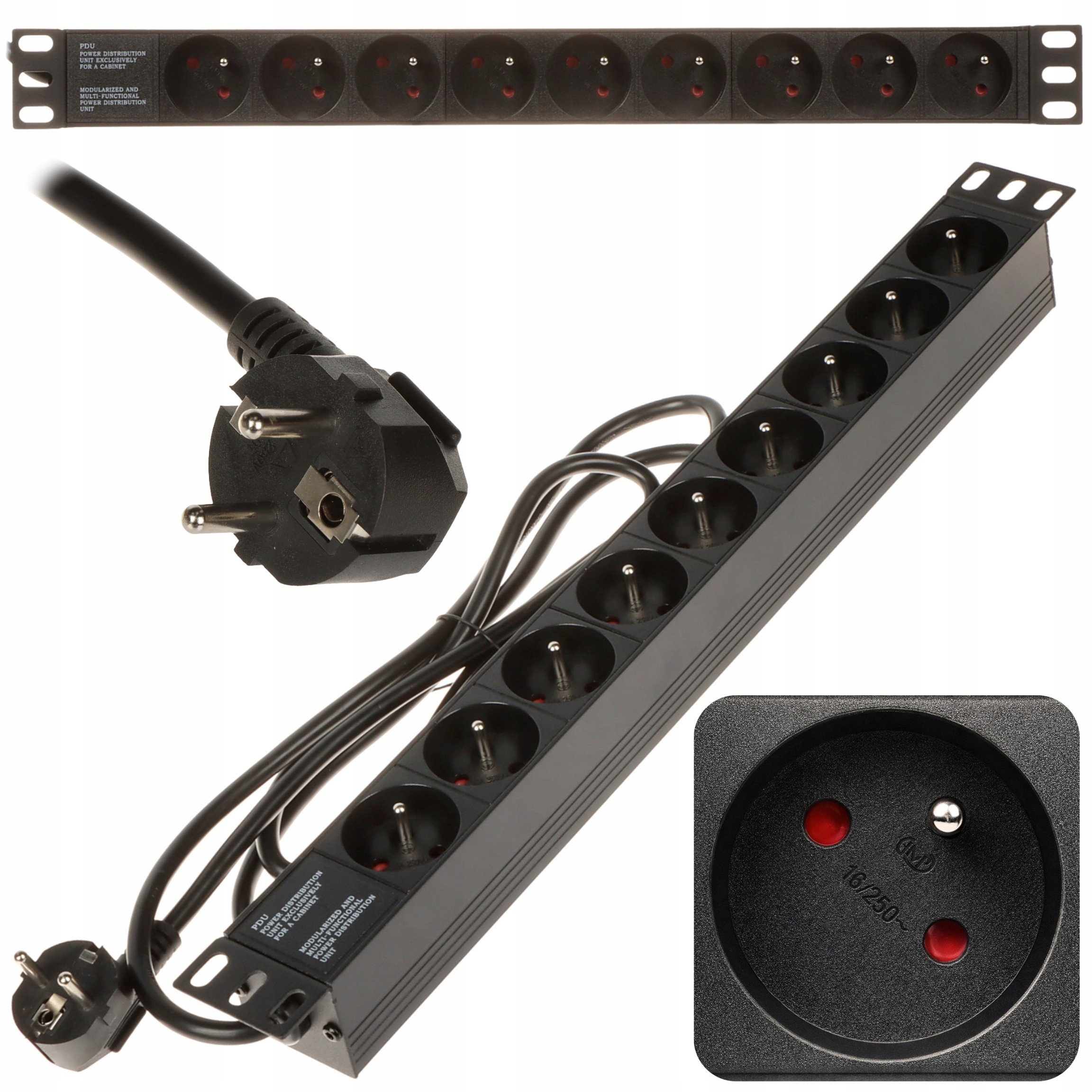 Listwa zasilająca Delta PD-9/R 9 gniazd 1,8 m czarny