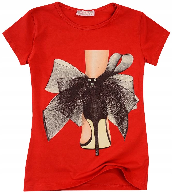 

Bluzka T-shirt Szpilki Nadruk czerwień 152 J19C