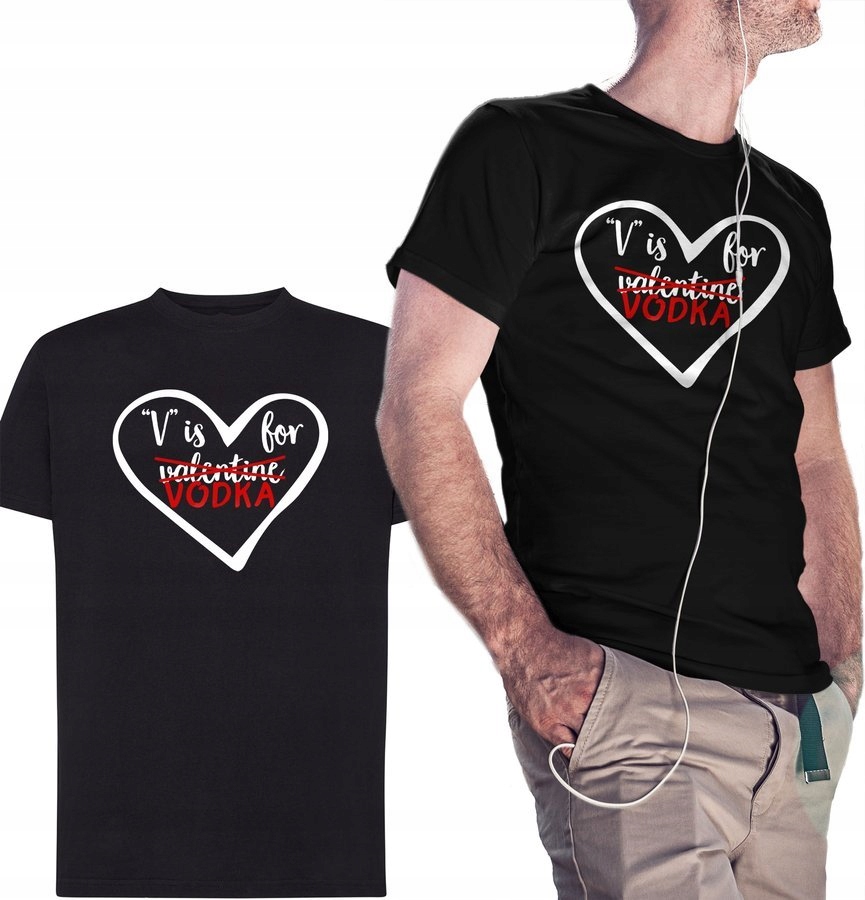 

Koszulka dla mężczyzny V Is For Vodka - czarna XL