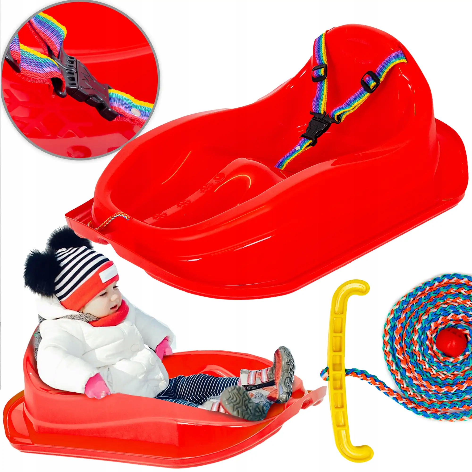 Sanki bezpieczne z oparciem Mocne ślizg dla dzieci pasy regulacja