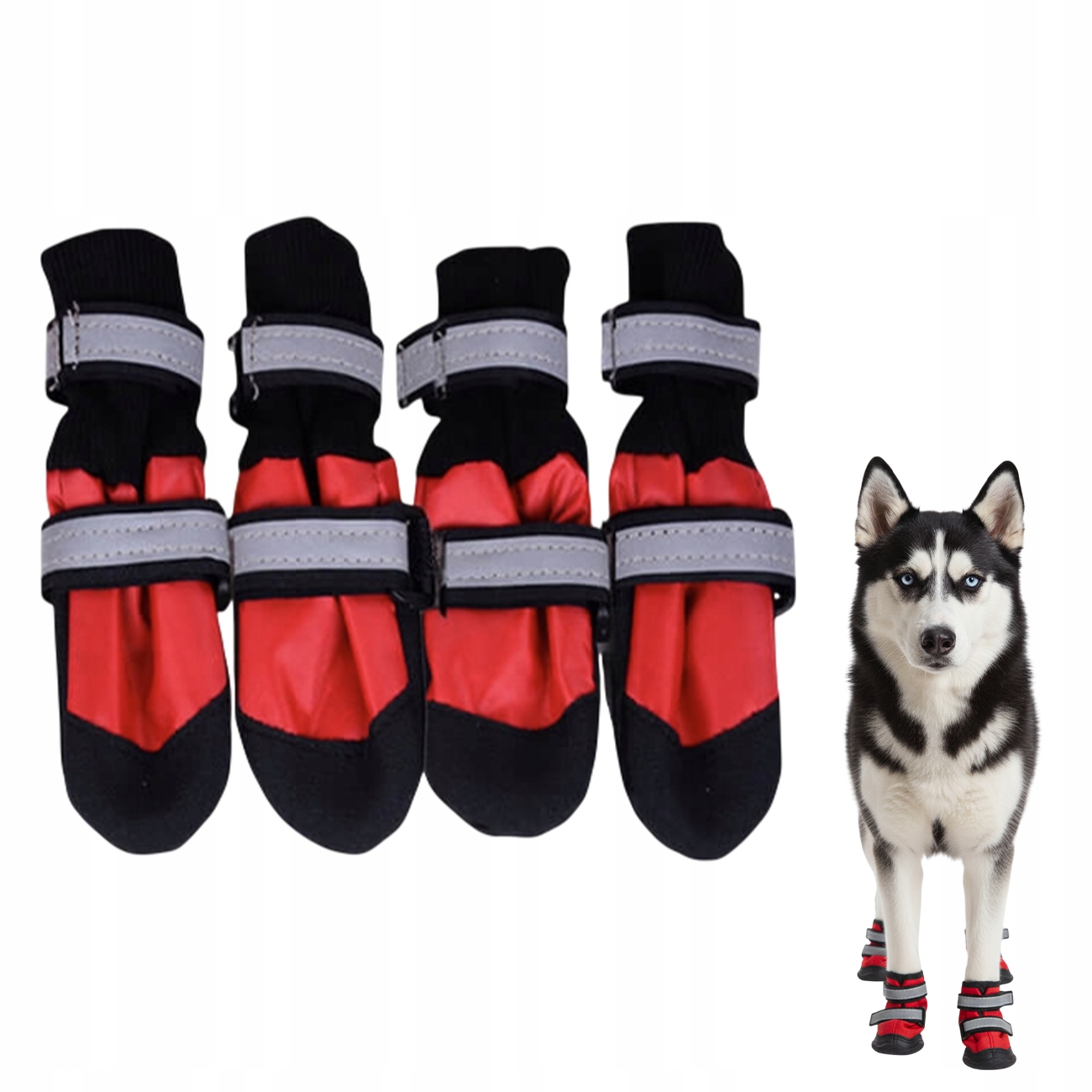Levně Protiskluzové Ochranné Boty Pro Velké Psy Na Zimu, Herman, Červená Barva