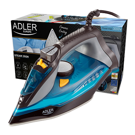 ŻELAZKO PAROWE STOPA CERAMICZNA FUNKCJA STRAŻAK 80g/min 3000W Kod producenta ADLER AD5032