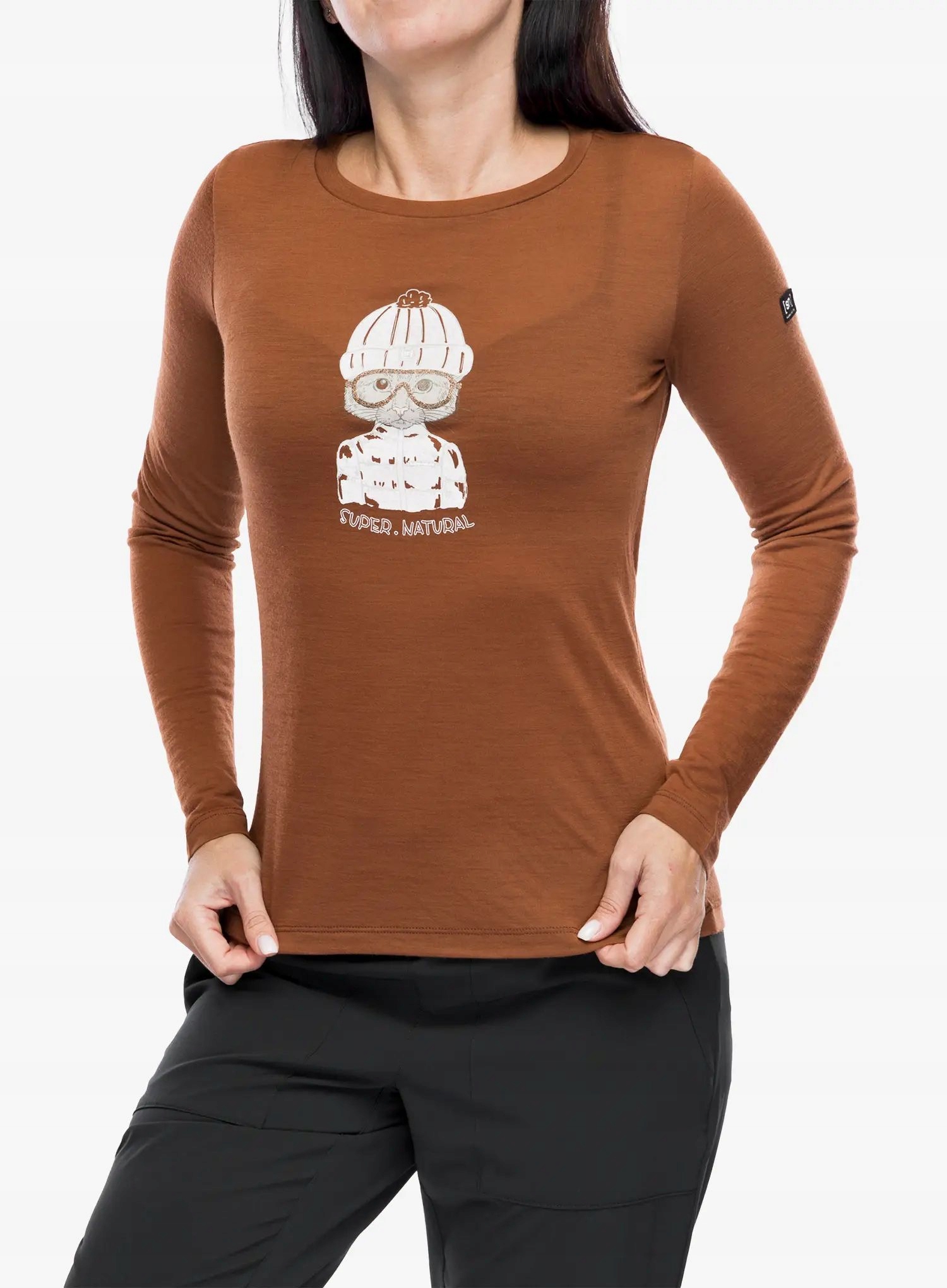 Dámská halenka s dlouhým rukávem Super.natural Snow Cat Ls horn brown S