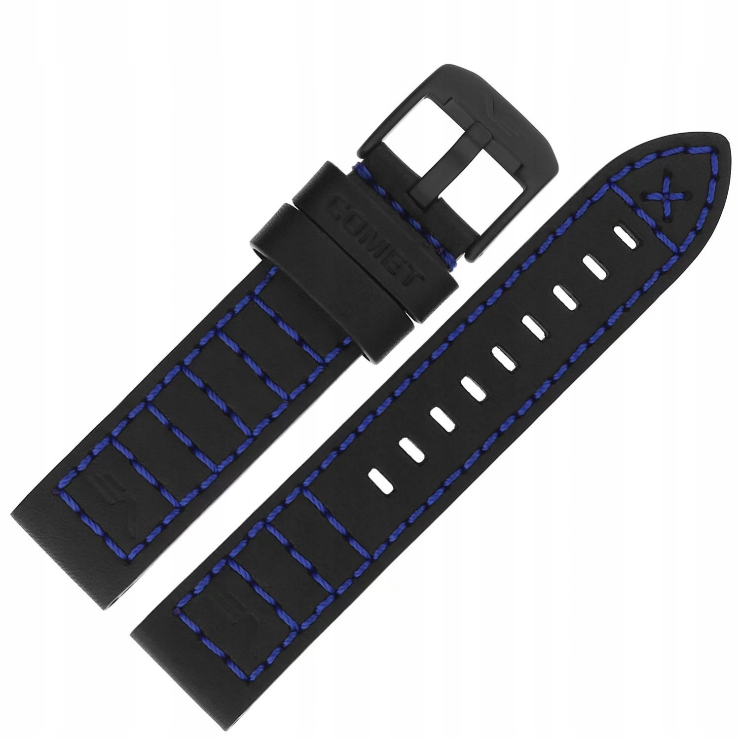 Celestial pásek kůže (E694) černý s modrou p. černou kl.