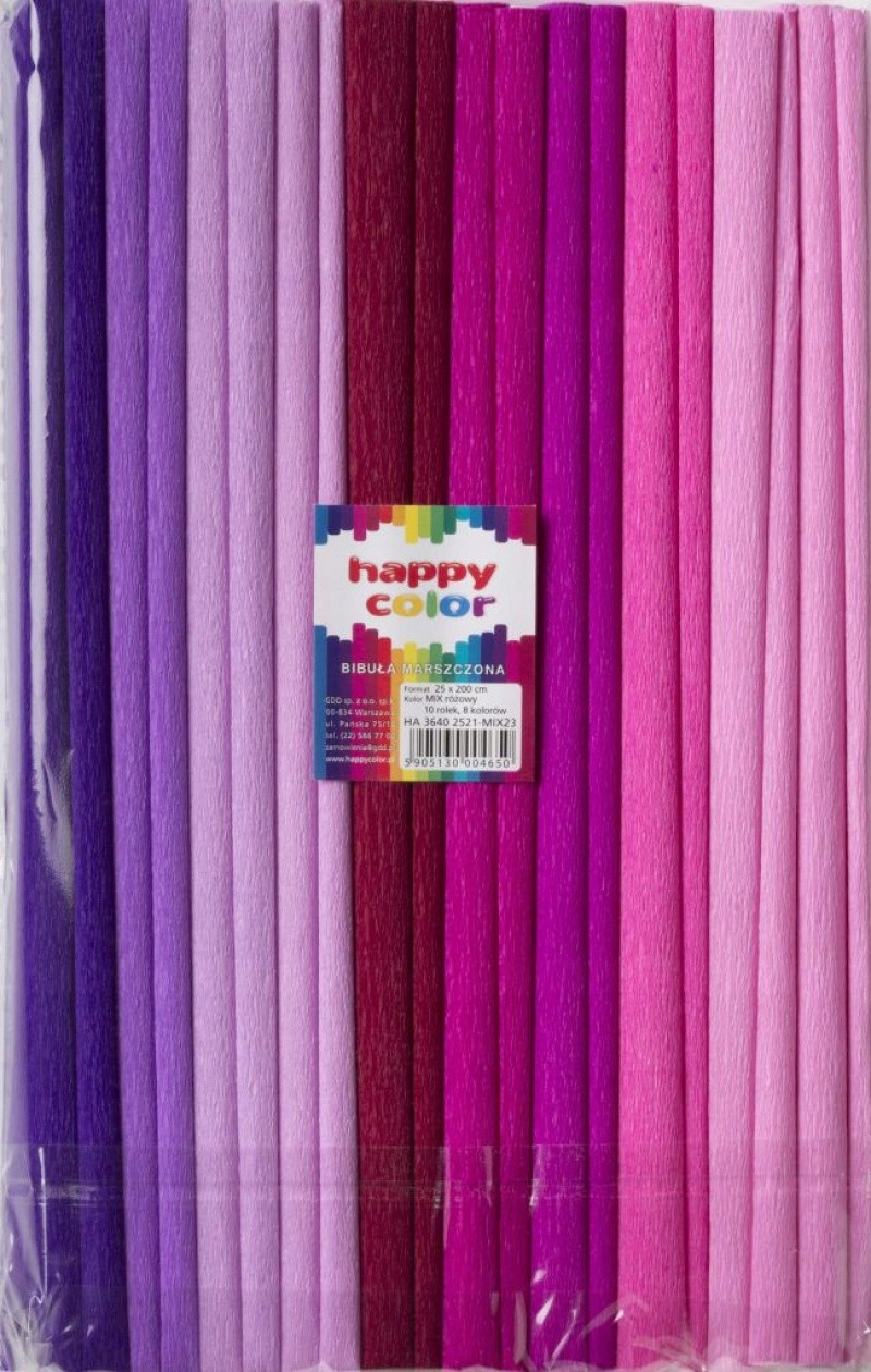 HAPPY COLOR Bibuła Krepa 8kol. MIX RÓŻOWE OKAZJA Rodzaj marszczona