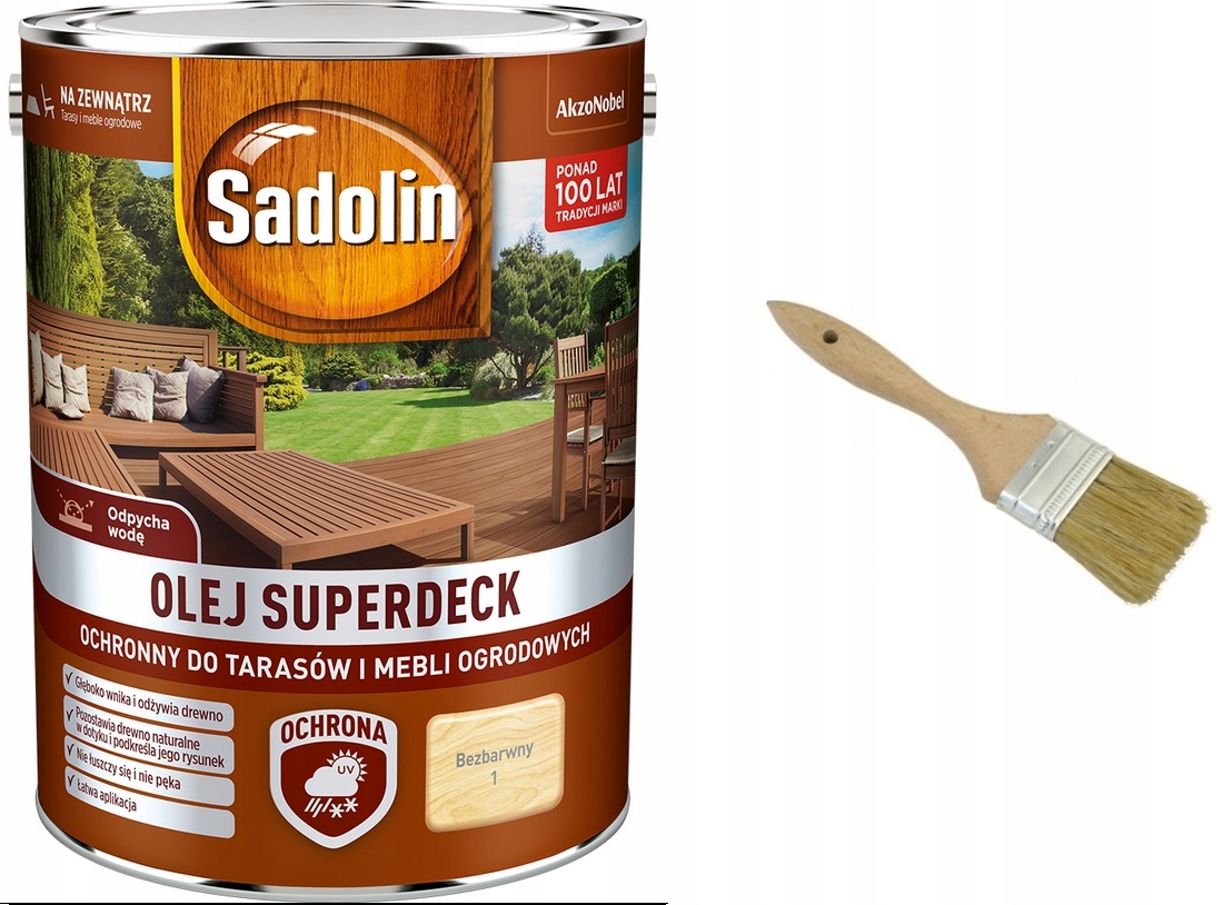 

Olej Sadolin Superdeck, bezbarwny [1], 5l Pędzel
