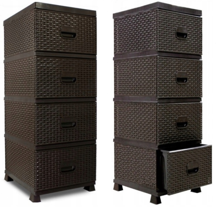 SZAFKA KOMODA REGAŁ 4 SZUFLADY DO ŁAZIENKI KOLOR BRĄZ