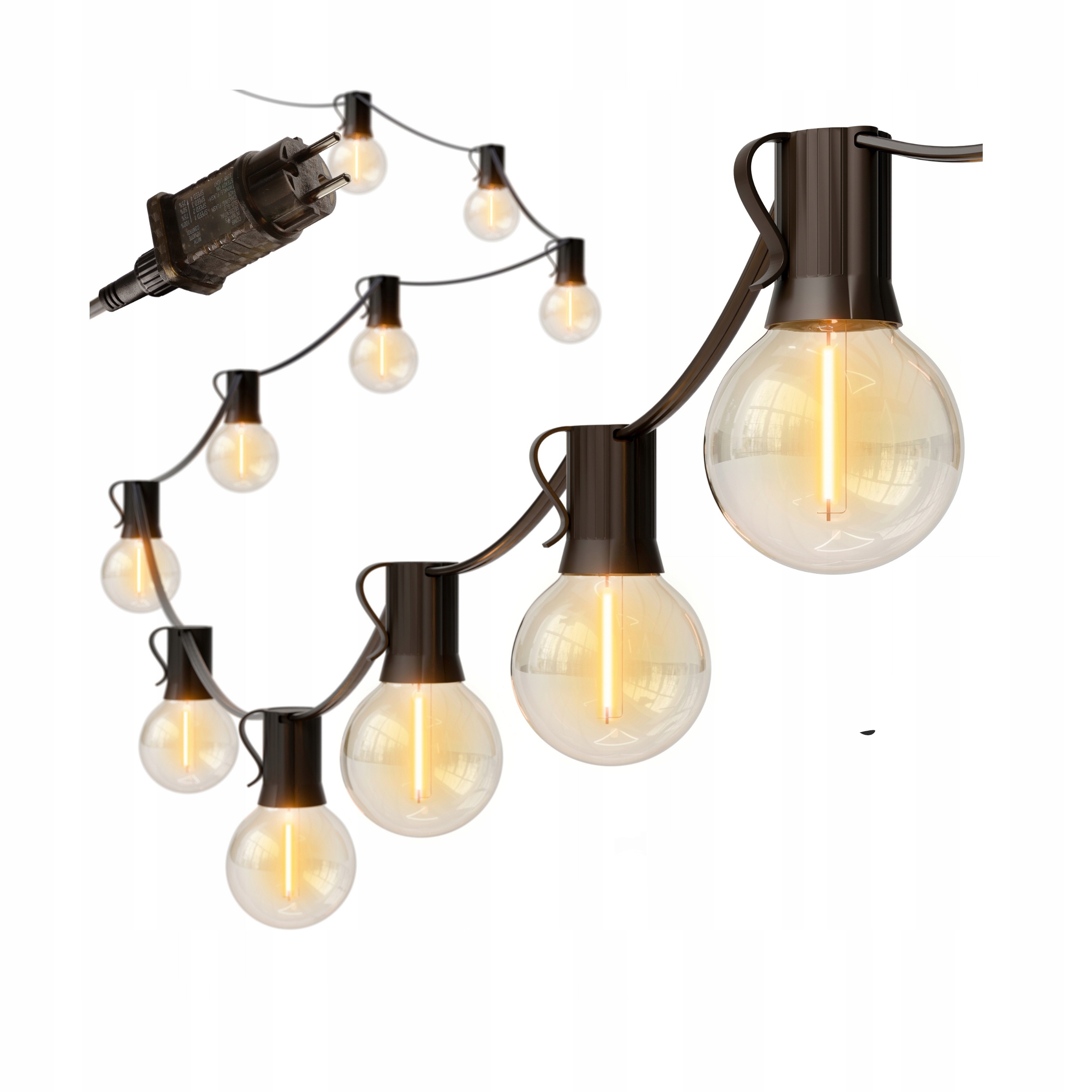 Zahradní světelná girlanda 15 m 17 x Led žárovka teplá bílá 2700K E12