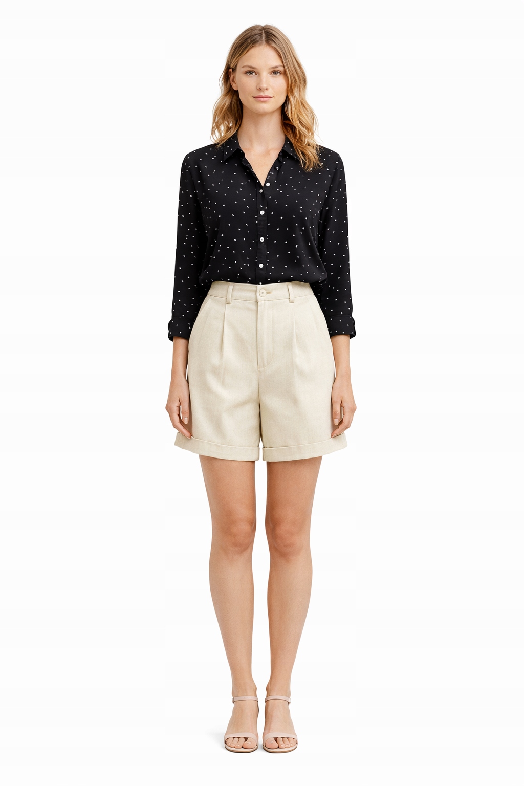 Béžové Kraťasy S Vysokým Pasem A Velikostí S/m 1I4A