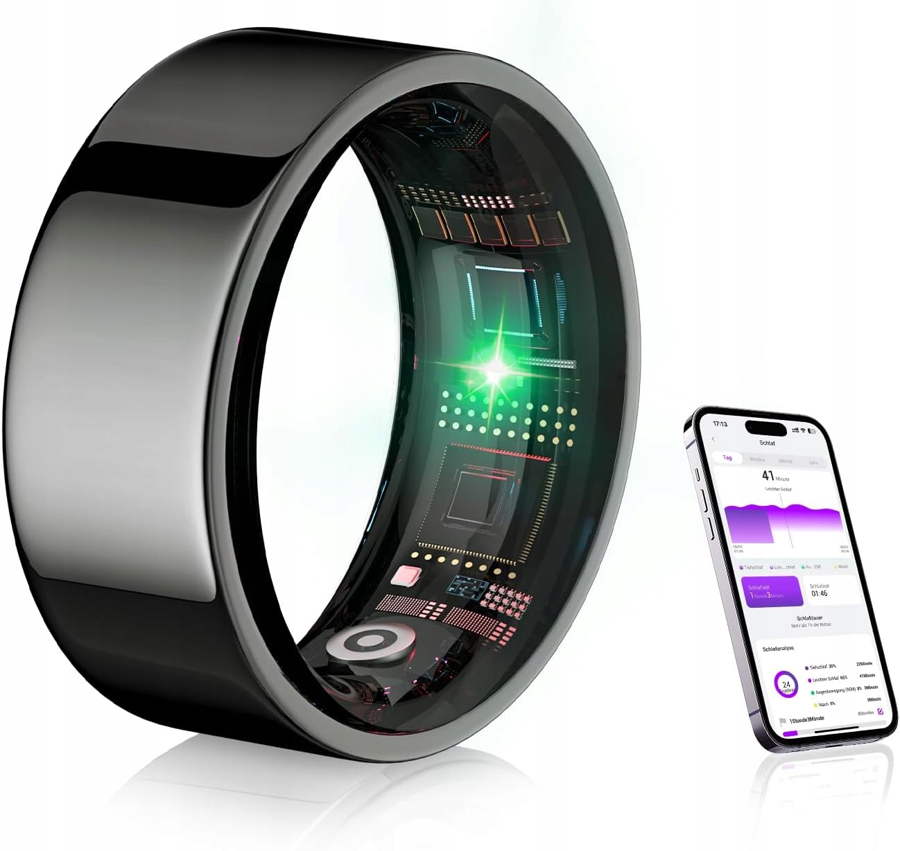 IUHFSIFS Smart Ring monitorowanie snu, SpO2 tętno, licznik kroków (Roz. 11)