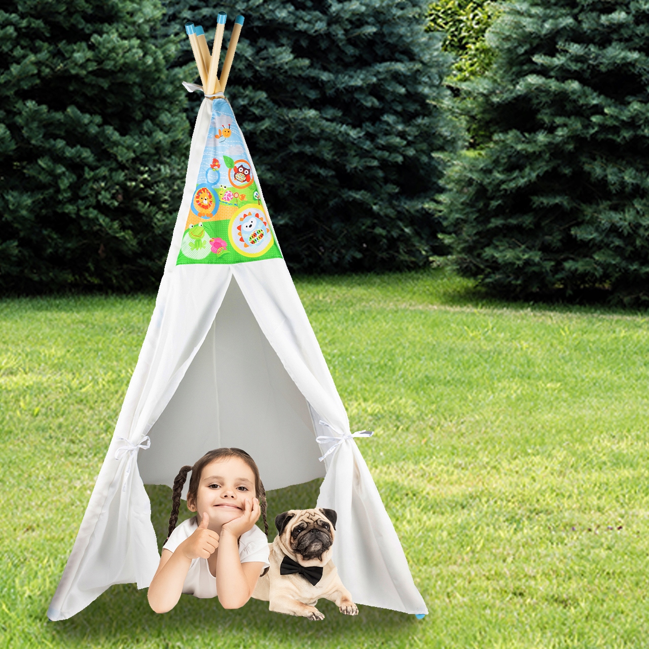 TIPI NAMIOT DOMEK DLA DZIECI ZAMYKANY WIGWAM DO ZABAWY DOMU OGRODU Bohater brak