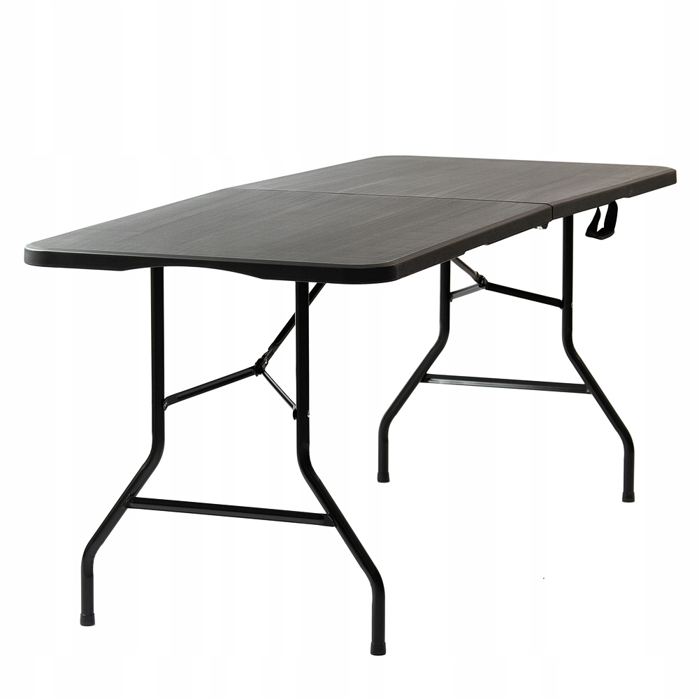 STÓŁ OGRODOWY ROZKŁADANY CATERINGOWY SKŁADANY TURYSTYCZNY 180x74cm czarny Głębokość mebla 74 cm