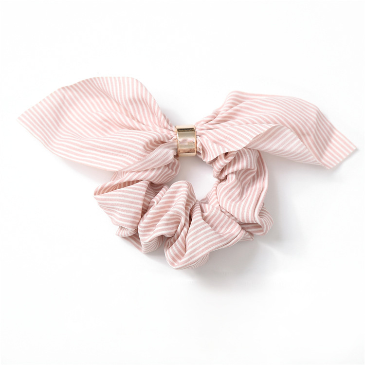 

Gumka Do Włosów Scrunchie Kokarda Paski Różowa