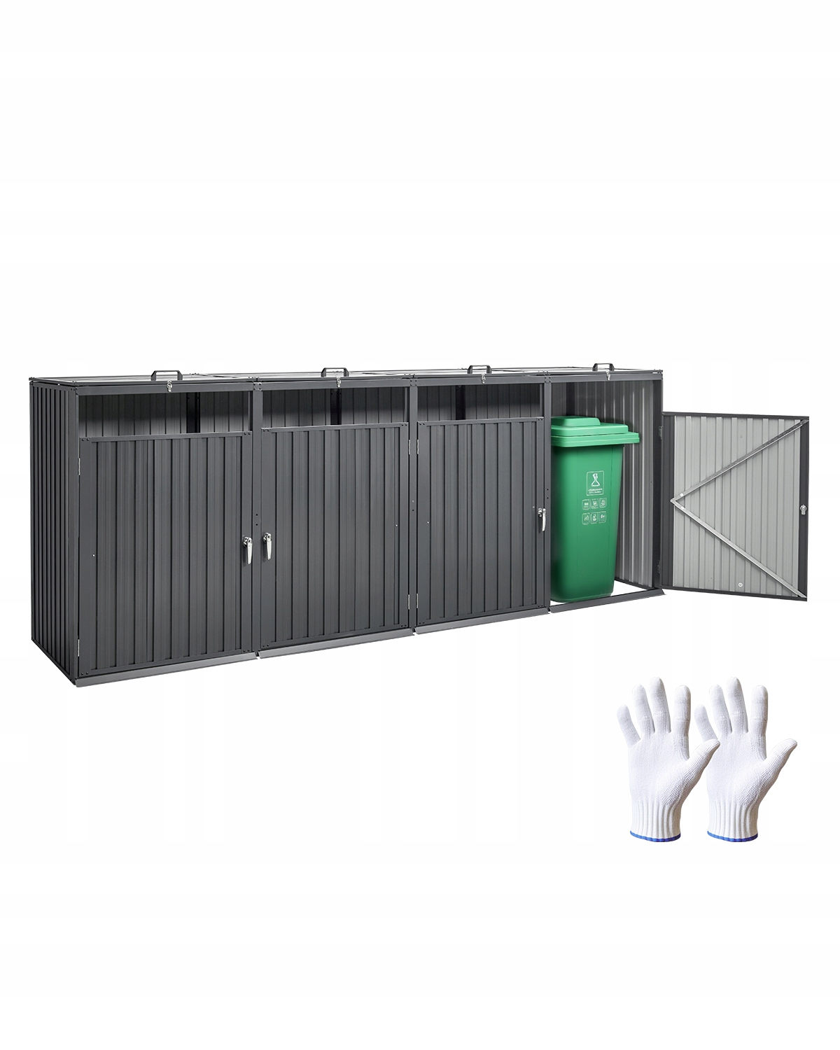 Levně Nádoba Na Odpadky Vevor 4X240 L, Pozinkovaná, Vnější Strana Pevná A Pevná