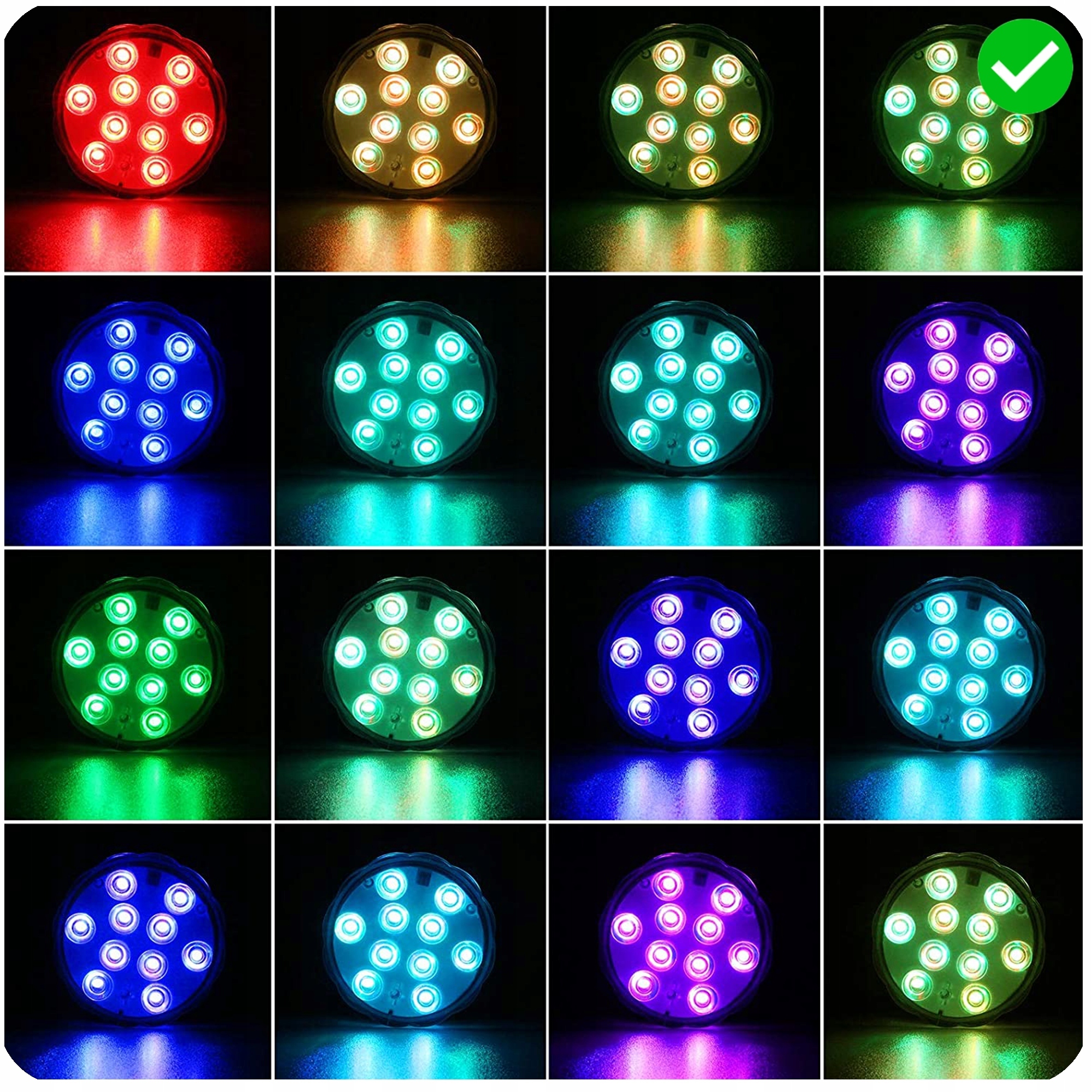 OŚWIETLENIE LED BASENU JACUZZI SPA PODWODNE PILOT NA IMPREZĘ 4 szt. Kod producenta LAMPKA LED DO BASENU