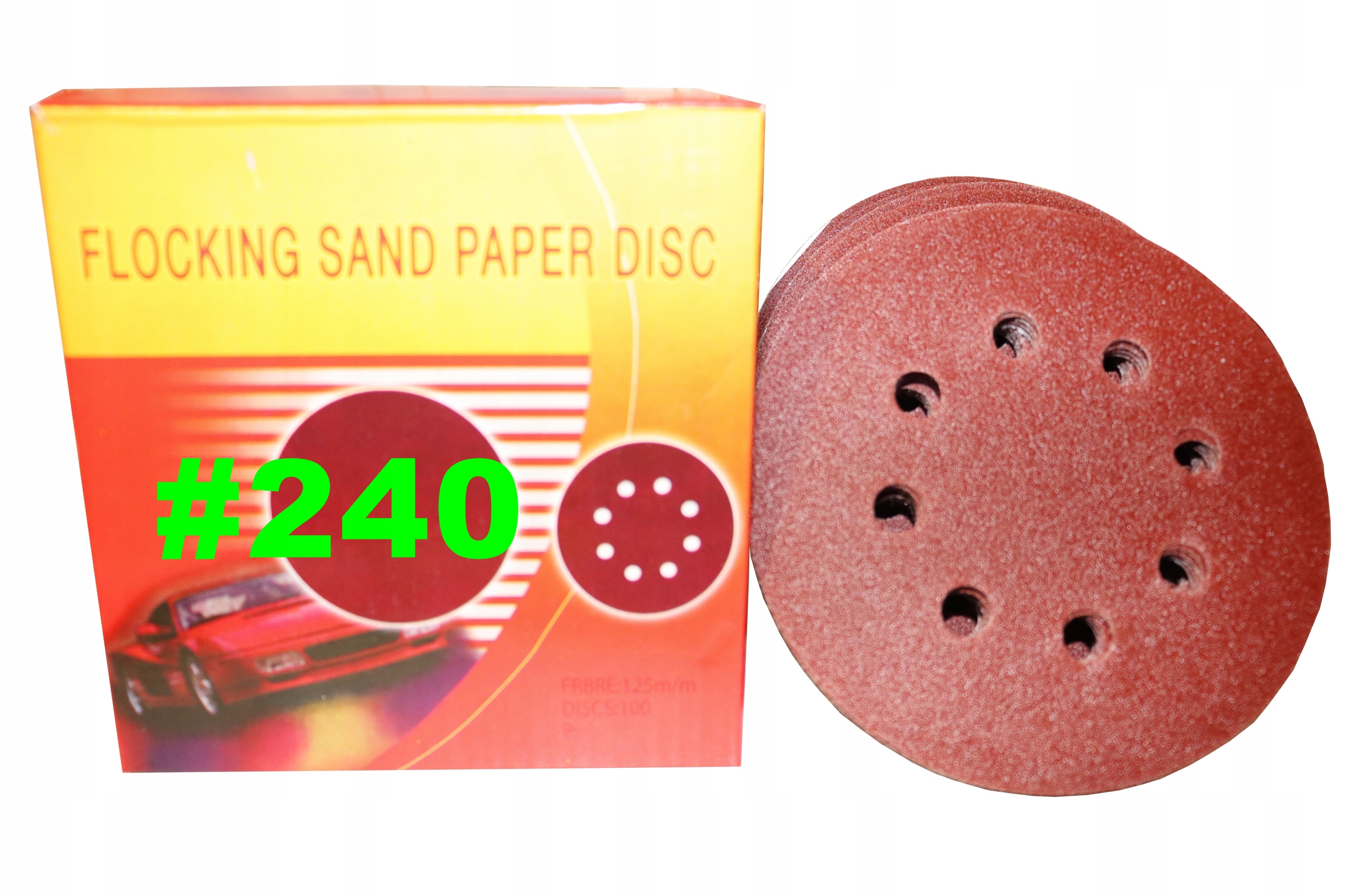 

Krążki Papier Ścierny Na Rzep otwory #240 50sztuk