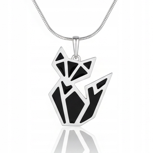 Stříbrný Přívěsek Kočka Origami S Klenotnickým Smaltem, Přívěsek